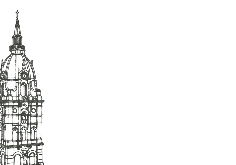 Sobre crema con el dibujo de la torre, sin nombre de destinatario